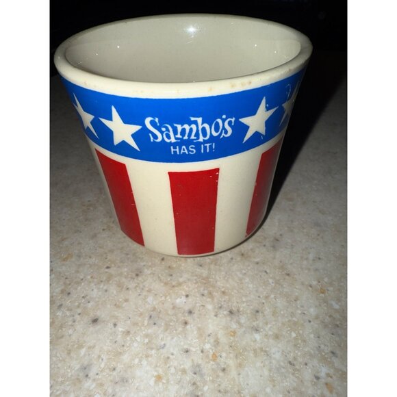 Vintage Sambo’s Restaurant 1970s Coffee Mug USA Red White and Blue - Picture 8 of 12